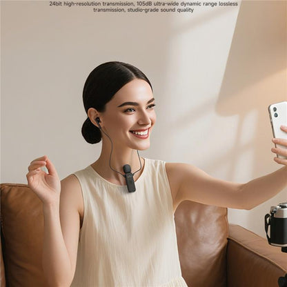 K3 Wireless Lavalier Microphone with Integrated Earphones and 2 in 1 Receiver For Live Streaming / Vlog / Interview(White) - Microphone by buy2fix | Online Shopping UK | buy2fix