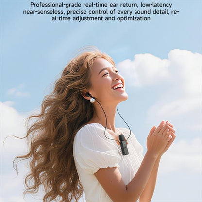 K3 Wireless Lavalier Microphone with Integrated Earphones and 2 in 1 Receiver For Live Streaming / Vlog / Interview(White) - Microphone by buy2fix | Online Shopping UK | buy2fix