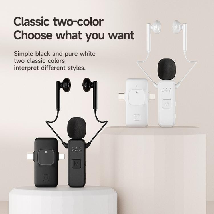 K3 Wireless Lavalier Microphone with Integrated Earphones and 2 in 1 Receiver For Live Streaming / Vlog / Interview(Black) - Microphone by buy2fix | Online Shopping UK | buy2fix