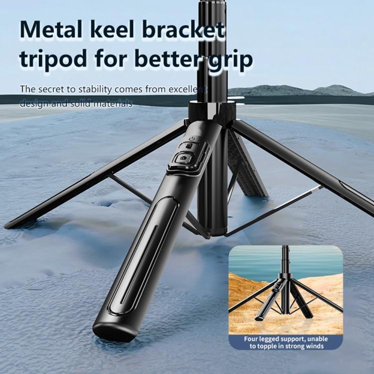 K27 Smartphone Extendable Live Streaming 4-Leg Stand Bluetooth Selfie Stick(Black) - Selfie Sticks by buy2fix | Online Shopping UK | buy2fix