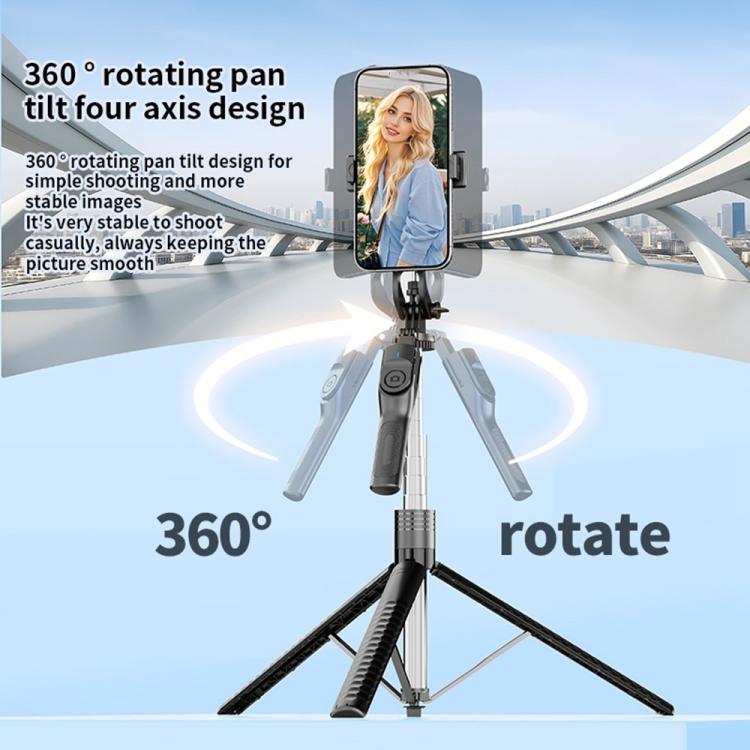 K50 1.9m Extendable Live Streaming Floor Stand Single Phone Clip Bluetooth Selfie Stick Tripod(Black) - Selfie Sticks by buy2fix | Online Shopping UK | buy2fix