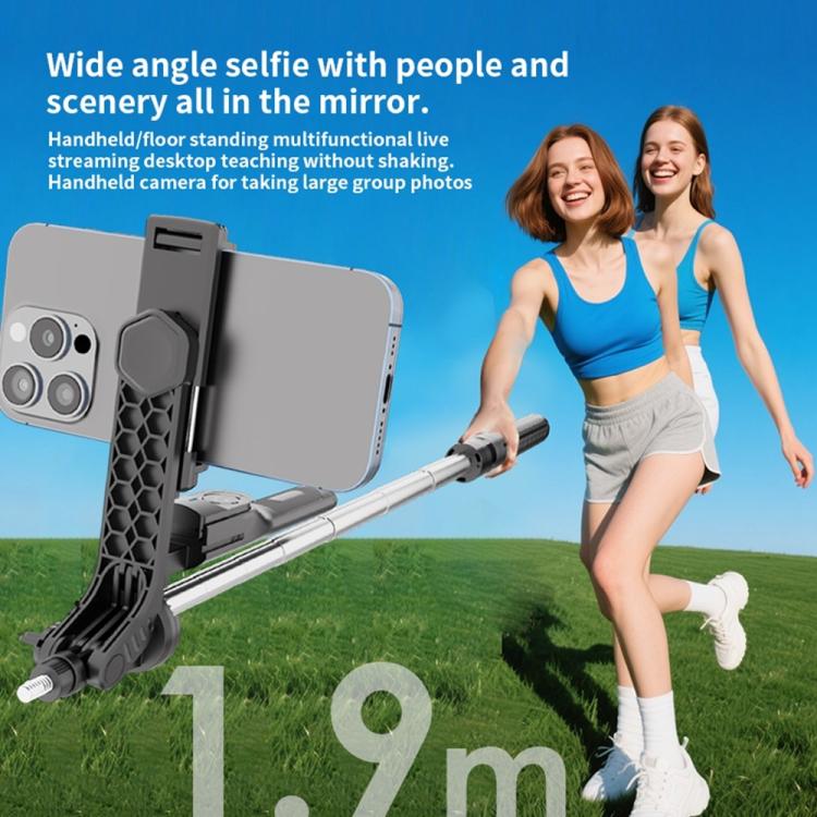 K50 1.9m Extendable Live Streaming Tripod Dual Phone Clip Bluetooth Selfie Stick(Pink) - Selfie Sticks by buy2fix | Online Shopping UK | buy2fix