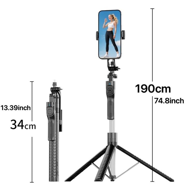 K50 1.9m Extendable Live Streaming Tripod Dual Phone Clip Bluetooth Selfie Stick(Pink) - Selfie Sticks by buy2fix | Online Shopping UK | buy2fix