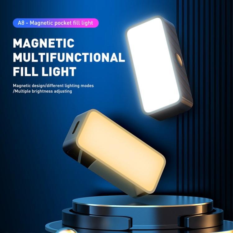 A8 Phone Photography Video Streaming Portable LED Light Mini Magnetic Pocket Fill Light(Black) - Selfie Light by buy2fix | Online Shopping UK | buy2fix