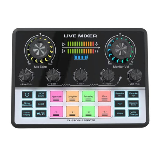 V9 Dual DSP Chip Noise Reduction Live Streaming Sound Card Audio Mixer