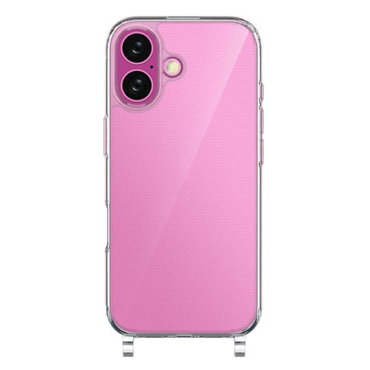For iPhone 16 Plus Kalebol Minimalist Transparent Lanyard Integrated Phone Case(Transparent)