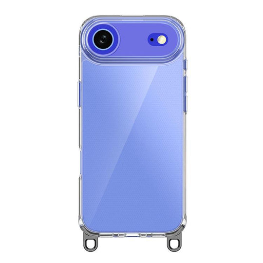 For iPhone Air Kalebol Minimalist High Transparency Multi Color Lanyard Hole Phone Case(Black)