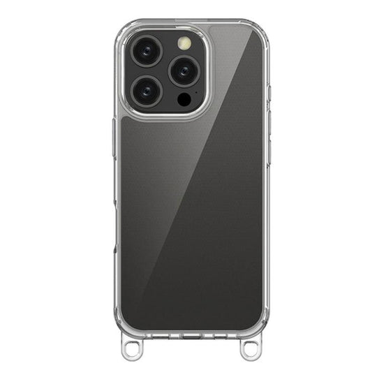 For iPhone 16 Pro Kalebol Minimalist High Transparency Multi Color Lanyard Hole Phone Case(Transparent)