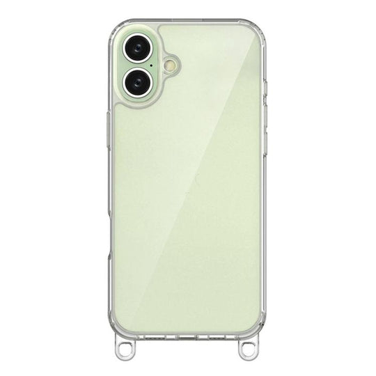 For iPhone 16 Plus Kalebol Minimalist High Transparency Multi Color Lanyard Hole Phone Case(Transparent)