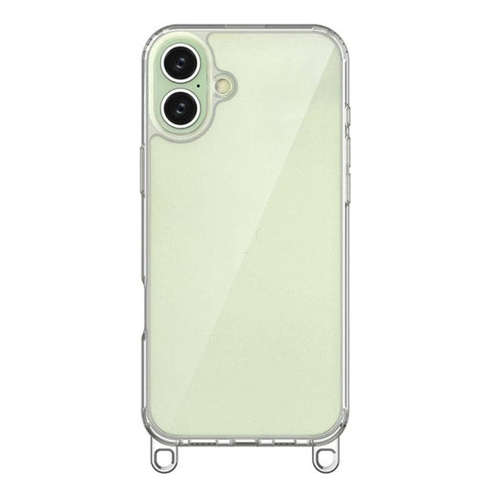 For iPhone 16 Plus Kalebol Minimalist High Transparency Multi Color Lanyard Hole Phone Case(Silver)