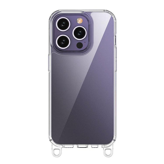 For iPhone 15 Pro Kalebol Minimalist High Transparency Multi Color Lanyard Hole Phone Case(Transparent)