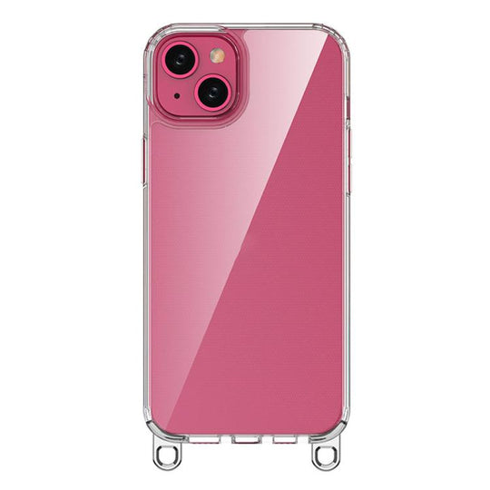 For iPhone 15 Plus Kalebol Minimalist High Transparency Multi Color Lanyard Hole Phone Case(Silver)