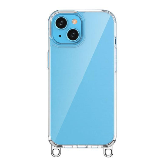 For iPhone 15 Kalebol Minimalist High Transparency Multi Color Lanyard Hole Phone Case(Silver)