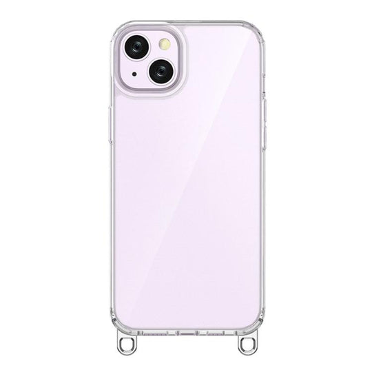 For iPhone 14 Plus Kalebol Minimalist High Transparency Multi Color Lanyard Hole Phone Case(Silver)