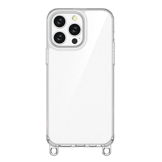 For iPhone 14 Pro Max Kalebol Minimalist High Transparency Multi Color Lanyard Hole Phone Case(Silver)