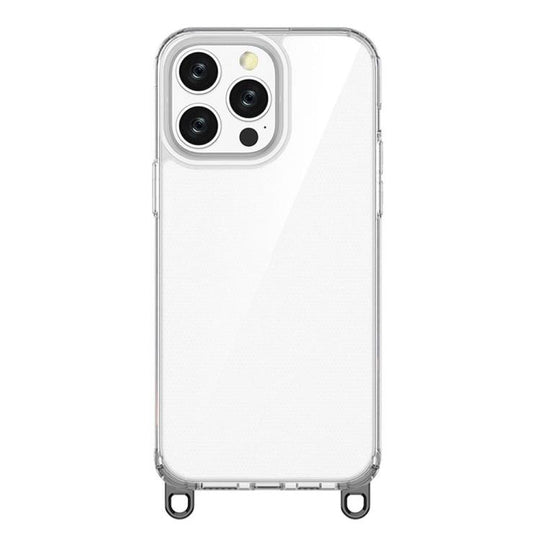 For iPhone 13 Pro Max Kalebol Minimalist High Transparency Multi Color Lanyard Hole Phone Case(Black)