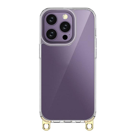 For iPhone 13 Pro Kalebol Minimalist High Transparency Multi Color Lanyard Hole Phone Case(Gold)