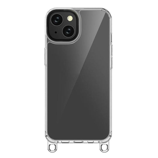 For iPhone 13 Kalebol Minimalist High Transparency Multi Color Lanyard Hole Phone Case(Silver)