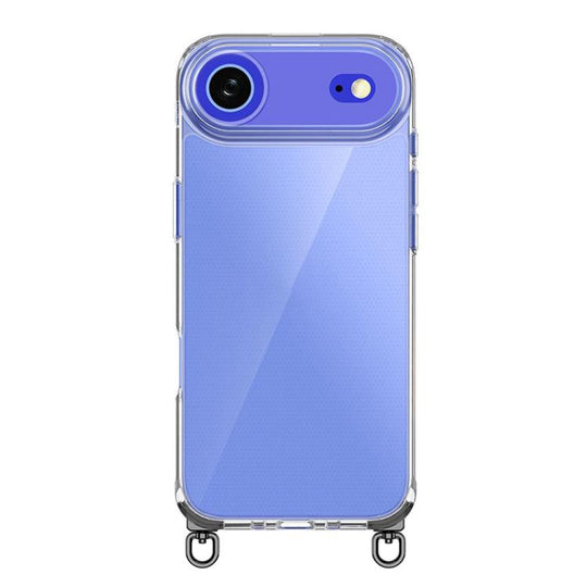For iPhone Air Kalebol Minimalist High Transparency Multi Color Rotating Lanyard Hole Phone Case(Black)