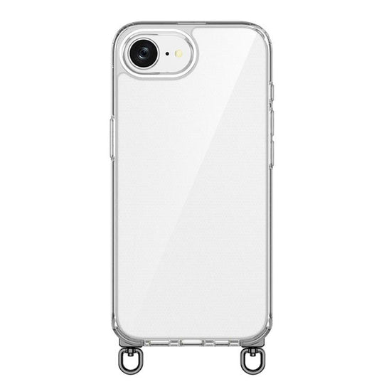For iPhone 17e / 16e Kalebol Minimalist High Transparency Multi Color Rotating Lanyard Hole Phone Case(Black)