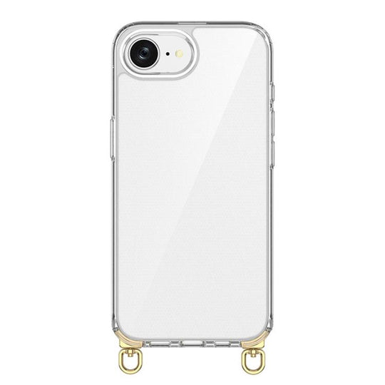 For iPhone 17e / 16e Kalebol Minimalist High Transparency Multi Color Rotating Lanyard Hole Phone Case(Gold)