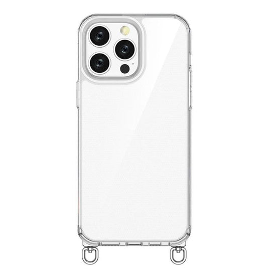 For iPhone 14 Pro Max Kalebol Minimalist High Transparency Multi Color Rotating Lanyard Hole Phone Case(Silver)