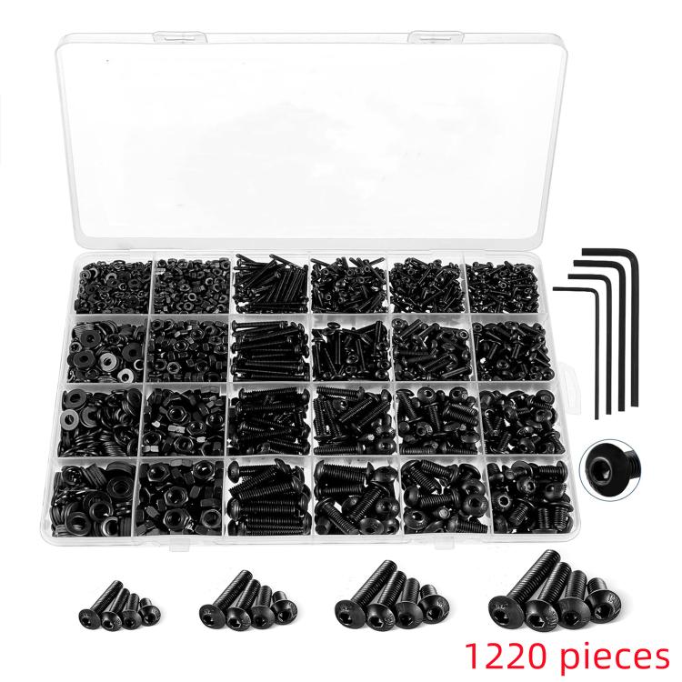 Hexagon Flat Head Bolts Nuts + Washers Alloy Steel Class 10.9, With Hexagon Wrench (M2-M5) - Tool Kits by buy2fix | Online Shopping UK | buy2fix