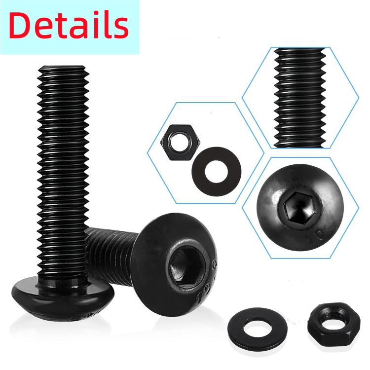 Hexagon Flat Head Bolts Nuts + Washers Alloy Steel Class 10.9, With Hexagon Wrench (M2-M5) - Tool Kits by buy2fix | Online Shopping UK | buy2fix
