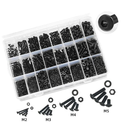 Hexagon Flat Head Bolts Nuts + Washers Alloy Steel Class 10.9, With Hexagon Wrench (M2-M5) - Tool Kits by buy2fix | Online Shopping UK | buy2fix