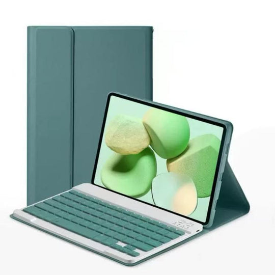 For Lenovo Tab P12 Pro12.7 Tablet Folio with Bluetooth Keyboard(Dark Green)