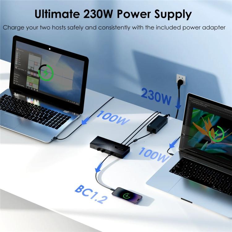 WAVLINK UG69PD27 USB-C KVM Exchanger Hub Adapter DisplayLink 4K Monitor Docking Station, Plug:UK Plug -  by WAVLINK | Online Shopping UK | buy2fix