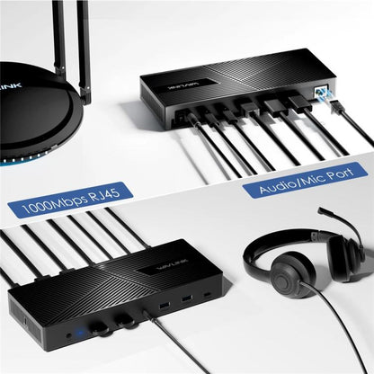 WAVLINK UG69PD27 USB-C KVM Exchanger Hub Adapter DisplayLink 4K Monitor Docking Station, Plug:EU Plug -  by WAVLINK | Online Shopping UK | buy2fix