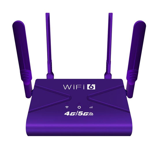 CPF907-L  American Version 4 Antennas Single WAN Port WiFi6 Home Use Router 4G LTE WiFi Router, Plug:EU Plug(Purple)