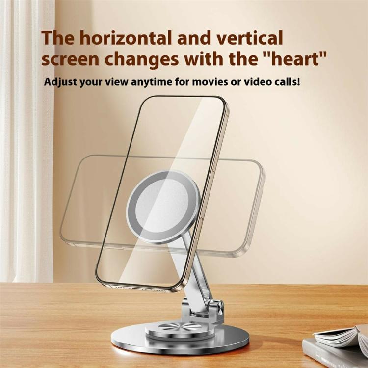 CX-1 360 Degree Rotation Foldable Magnetic Phone Desktop Holder(Silver) - Desktop Holder by buy2fix | Online Shopping UK | buy2fix