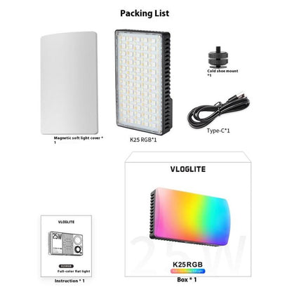 VLOGLITE K25RGB For Camera Photography Pocket Video Light 25W High Power RGB Fill Light -  by VLOGLITE | Online Shopping UK | buy2fix
