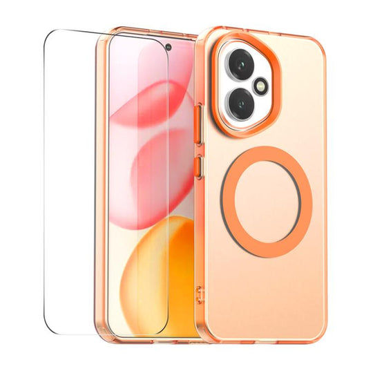 For Honor 400 Global 156.5mm ENKAY Hat-Prince MagSafe Candy Color Phone Case with 9H Screen Film(Orange)