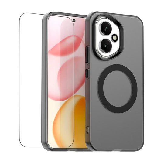 For Honor 400 Global 156.5mm ENKAY Hat-Prince MagSafe Candy Color Phone Case with 9H Screen Film(Black)