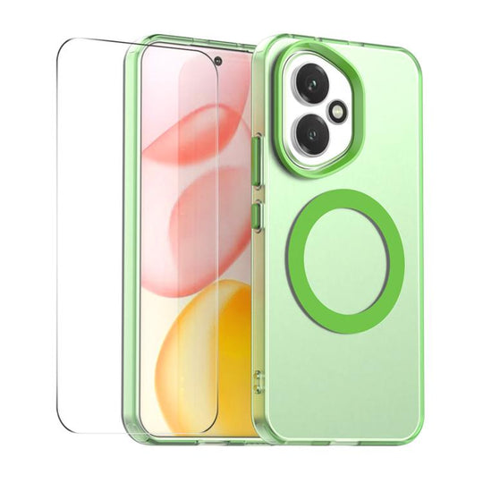 For Honor 400 Global 156.5mm ENKAY Hat-Prince MagSafe Candy Color Phone Case with 9H Screen Film(Green)