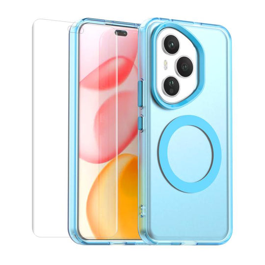 For Honor 400 Pro Global 160.8mm ENKAY Hat-Prince MagSafe Candy Color Phone Case with Soft Hydrogel Film(Blue)
