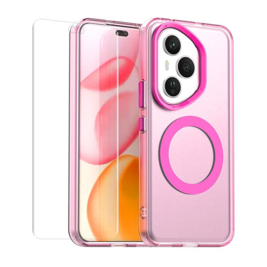 For Honor 400 Pro Global 160.8mm ENKAY Hat-Prince MagSafe Candy Color Phone Case with Soft Hydrogel Film(Rose Red)