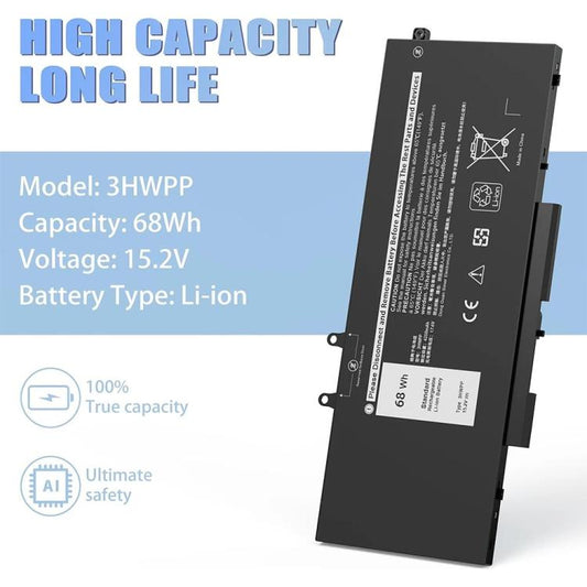 3HWPP 15.2V 68Wh Laptop Battery for Dell Latitude 5401 5410 5411 5501 5510 5511 Precision 3541 3551 - Dell Spare Parts by buy2fix | Online Shopping UK | buy2fix
