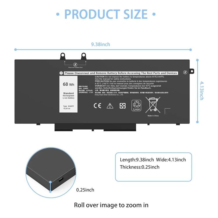 3HWPP 15.2V 68Wh Laptop Battery for Dell Latitude 5401 5410 5411 5501 5510 5511 Precision 3541 3551 - Dell Spare Parts by buy2fix | Online Shopping UK | buy2fix