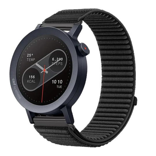 For Nothing CMF Watch 3 Pro Woven Nylon Hook And Loop Fastener Metal Interface Watch Band(Black)