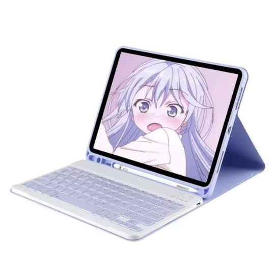 For Samsung  Galaxy  Tab A11 Detachable Magnetic Bluetooth Keyboard Tablet Case(Bright Purple)