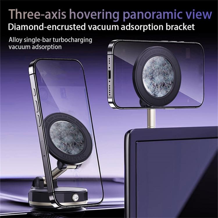 SD17 Rhinestone Epoxy Design Starry Sky Pattern Folding Car Phone Navigation Vacuum Suction Holder(Black) - Universal Car Holders by buy2fix | Online Shopping UK | buy2fix