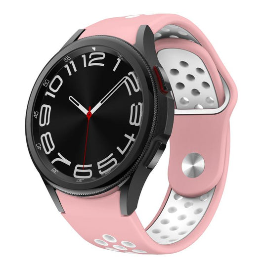 For Samsung Galaxy Watch FE / 7 / 6 / 5 / 4 Two Color Reverse Buckle Silicone Watch Band(Pink White)