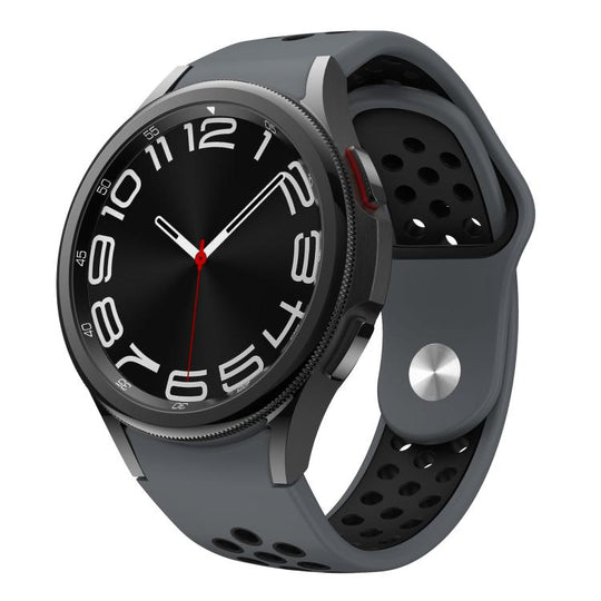 For Samsung Galaxy Watch FE / 7 / 6 / 5 / 4 Two Color Reverse Buckle Silicone Watch Band(Coal Black)