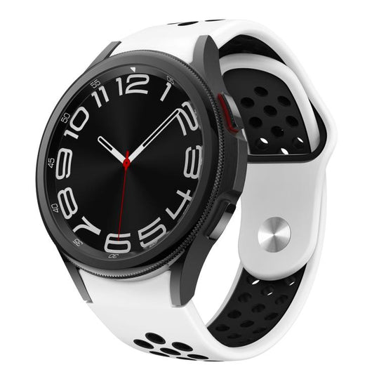 For Samsung Galaxy Watch FE / 7 / 6 / 5 / 4 Two Color Reverse Buckle Silicone Watch Band(White Black)