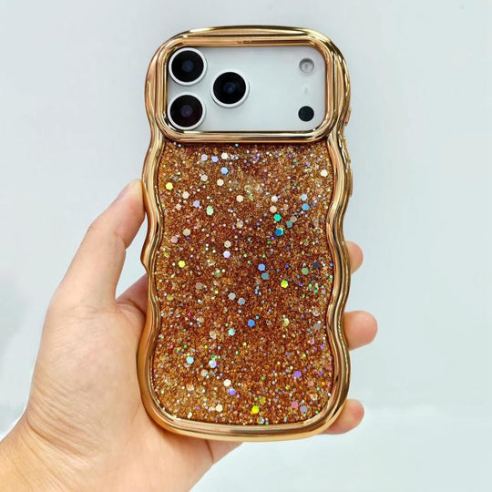 For iPhone 18 Pro Max / 17 Pro Max Wave Glitter Sequined Electroplated Phone Case(Gold)