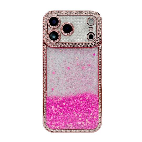 For iPhone 17 Pro Max Diamond Gradient Glitter Sequins Plated Phone Case(Burgundy)